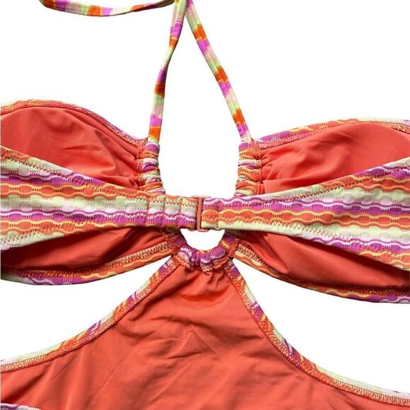 NWOT Aerie Striped Jaquard Cut Out Halter One Piece Small - Picture 5 of 10